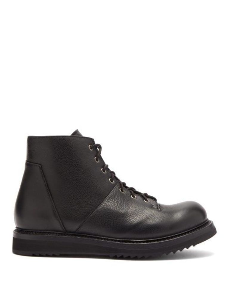 Rick Owens - Monkey Panelled Leather Boots - Mens - Black