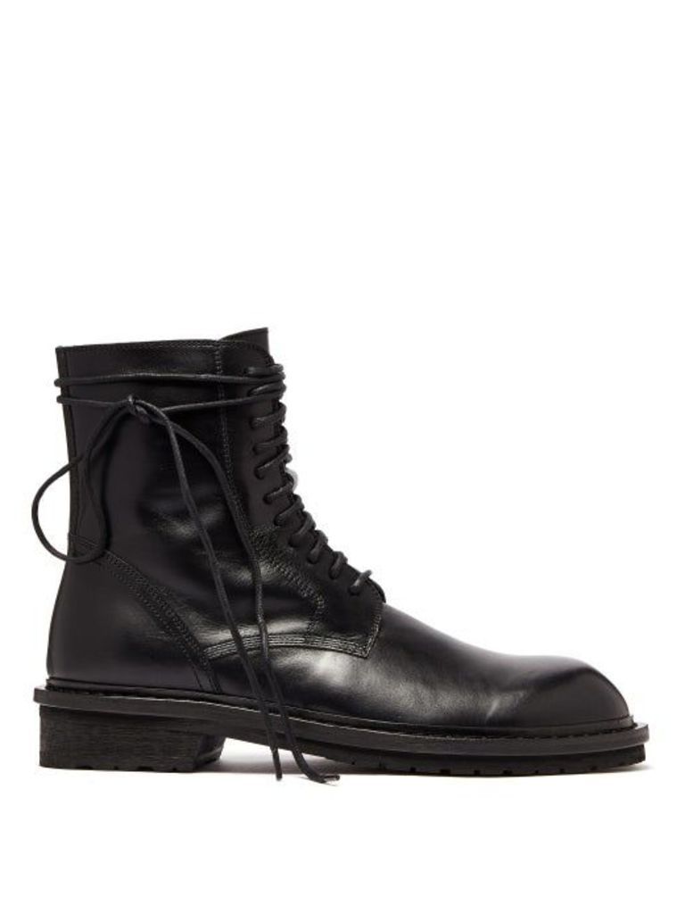Ann Demeulemeester - Lace Up Leather Combat Boots - Mens - Black