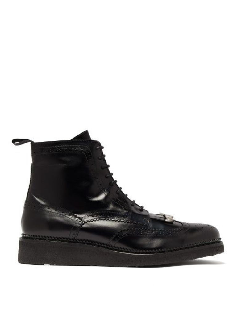 Toga Virilis - Tassel-front Leather Brogue Boots - Mens - Black