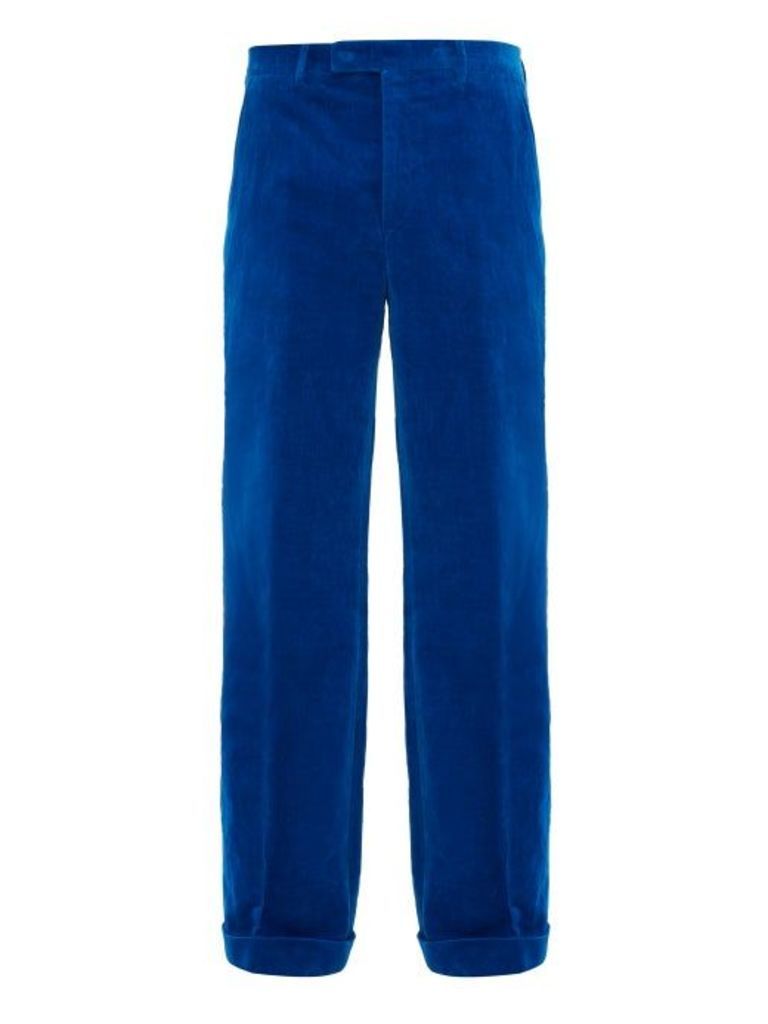 Gucci - Flared Cotton-blend Velvet Trousers - Mens - Blue