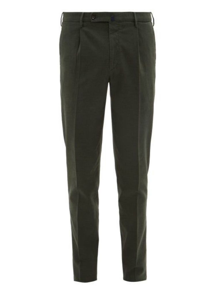 Incotex - Checked Cotton-blend Slim-fit Trousers - Mens - Green
