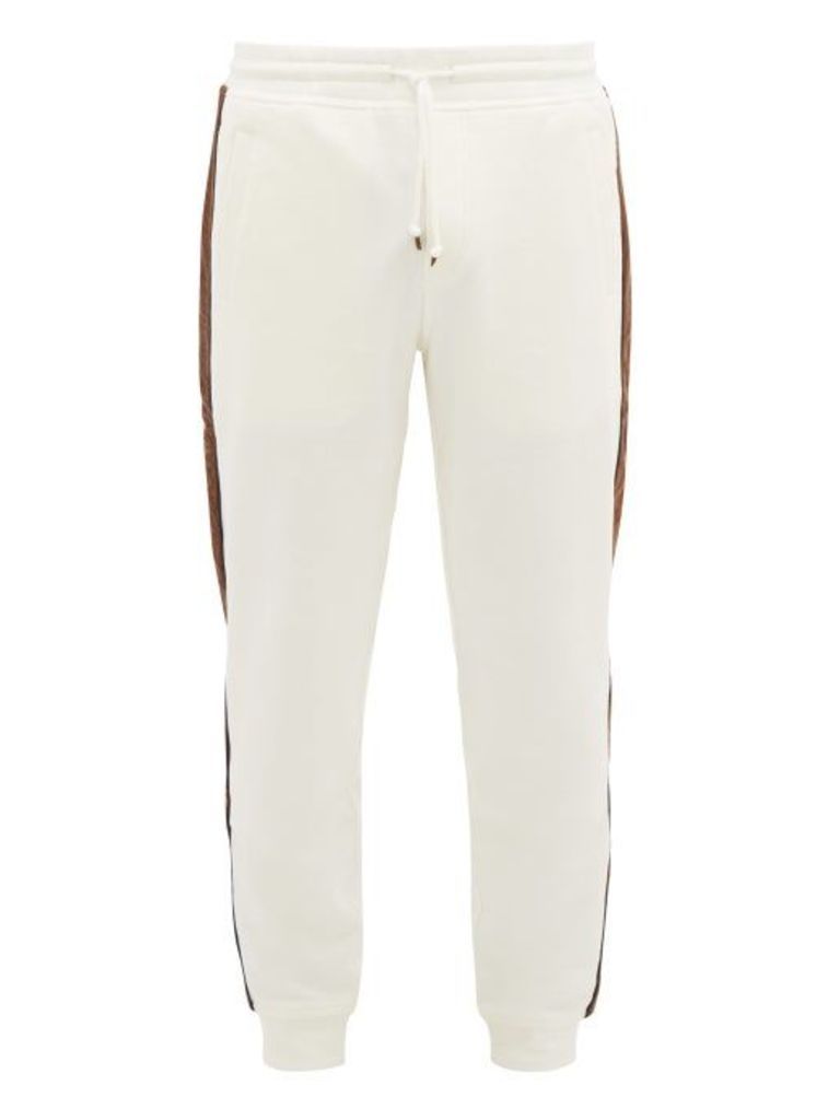 Brunello Cucinelli - Corduroy Side-striped Cotton-jersey Track Pants - Mens - Cream