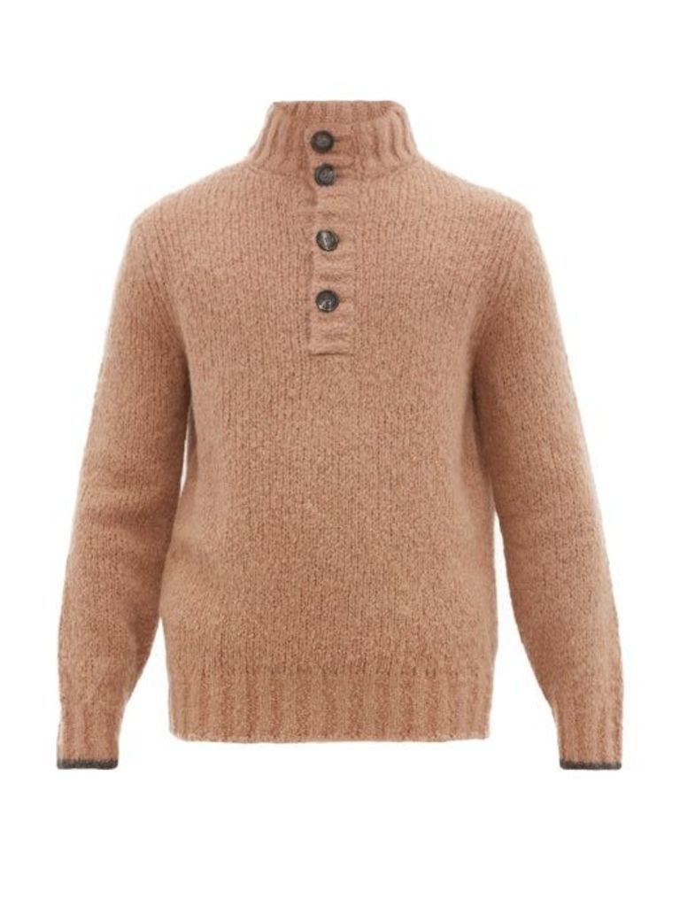 Brunello Cucinelli - Button-front Alpaca-blend Sweater - Mens - Camel