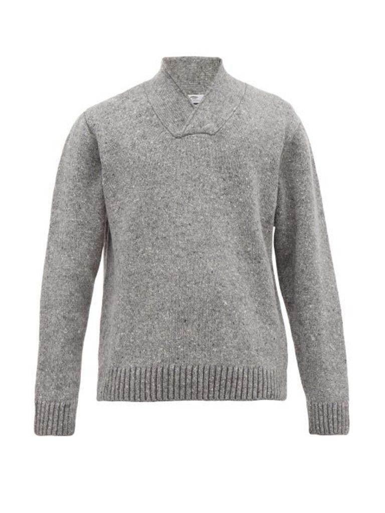 Inis Meáin - V-neck Wool-blend Sweater - Mens - Grey