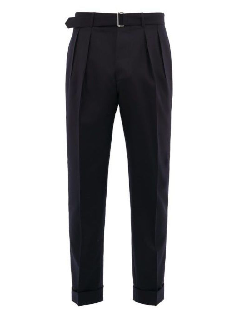 Officine Générale - Pierre Double-pleated Wool-twill Trousers - Mens - Navy