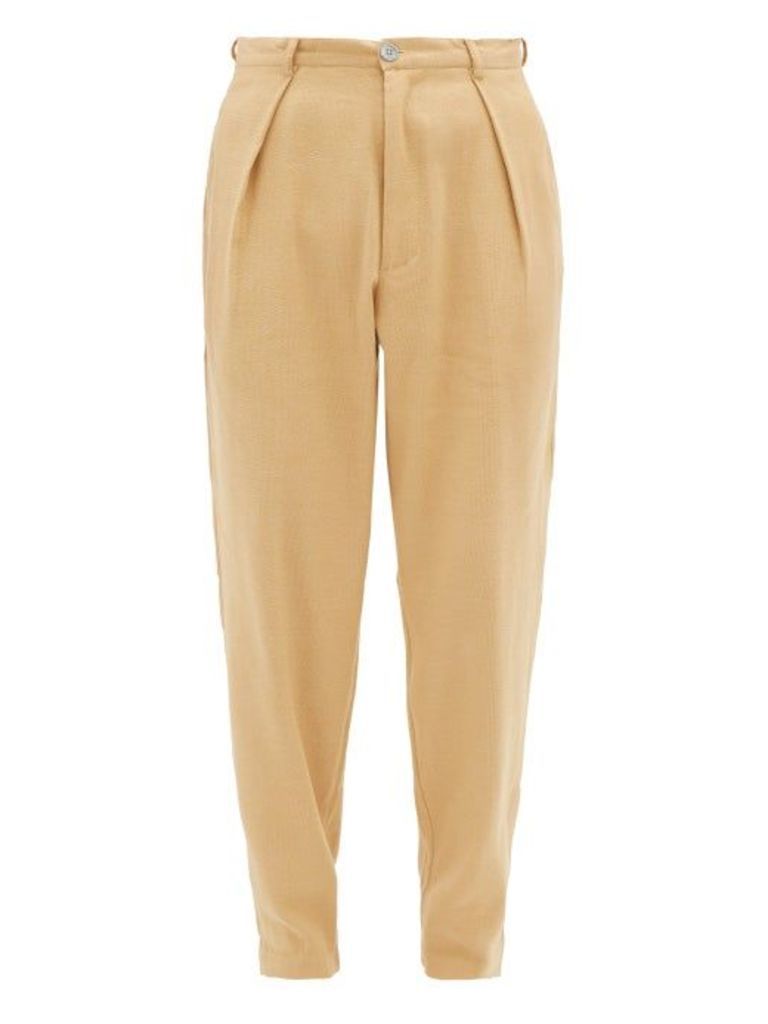 Marrakshi Life - High-waisted Pleated Cotton-blend Trousers - Mens - Camel