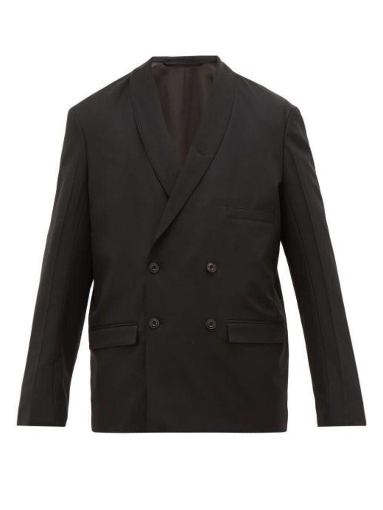 Lemaire - Double Breasted Shawl Lapel Wool Jacket - Mens - Black