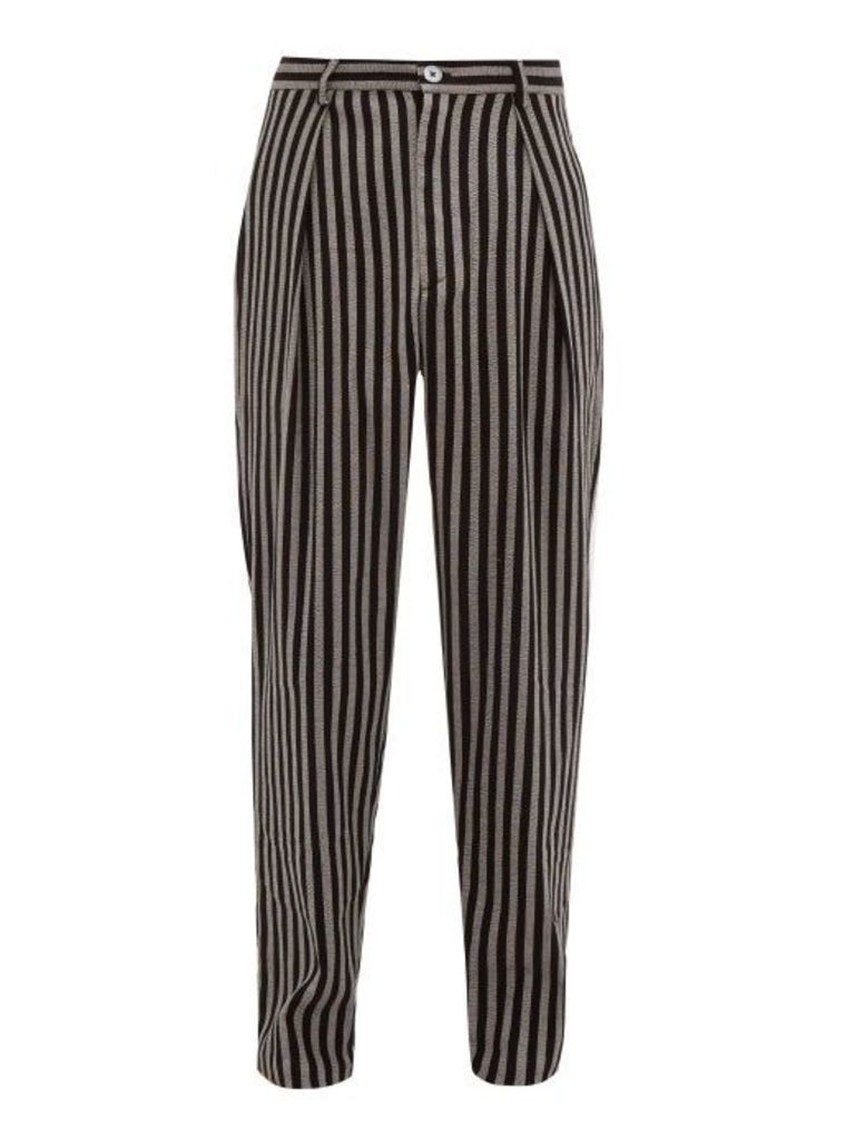 Marrakshi Life - High-rise Striped Cotton-blend Trousers - Mens - Black Multi