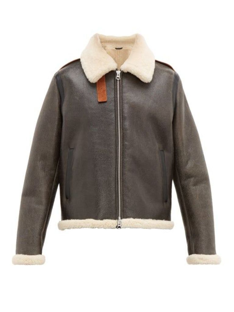 Acne Studios - Messhe Leather And Shearling Jacket - Mens - Dark Brown