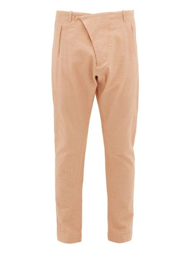 Arjé - The Teo Cotton-blend Seersucker Trousers - Mens - Orange