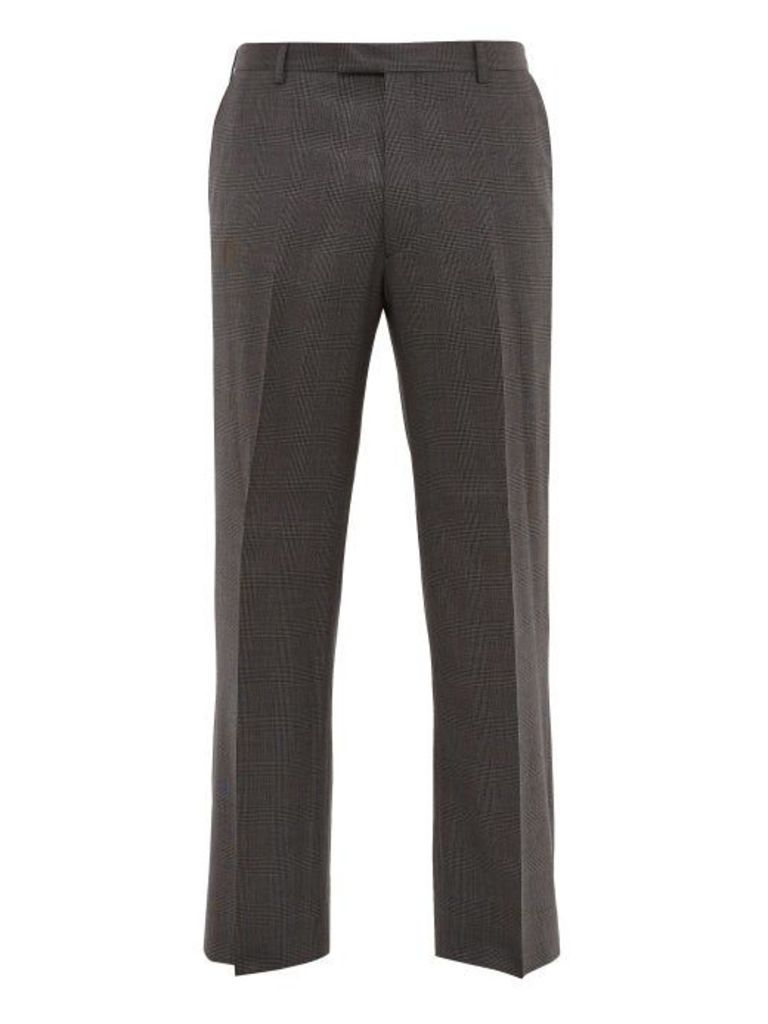 Prada - Checked Wool-blend Straight-leg Trousers - Mens - Grey