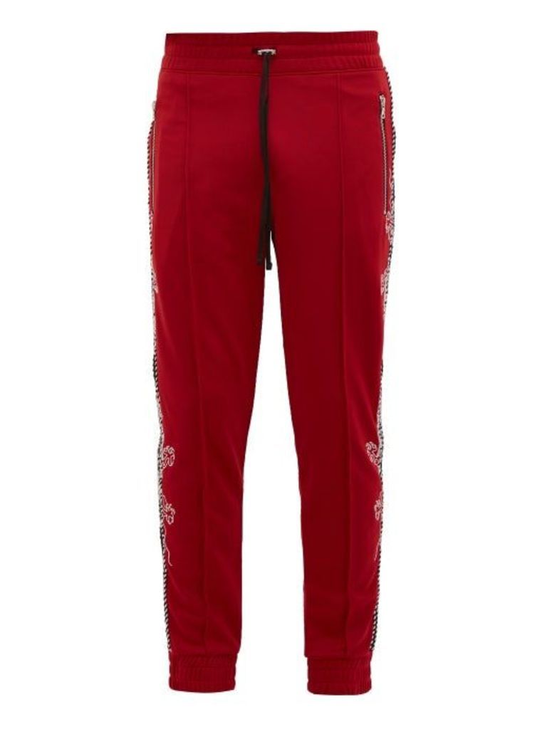 Amiri - Souvenir Dragon-embroidered Track Pants - Mens - Red