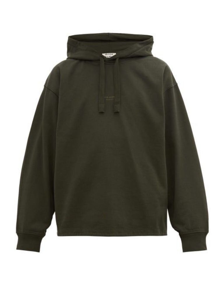 Acne Studios - Fagen Logo-print Cotton Hooded Sweatshirt - Mens - Dark Green