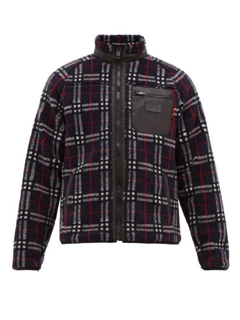 Burberry - Westly Checked Technical Fleece Jacket - Mens - Navy