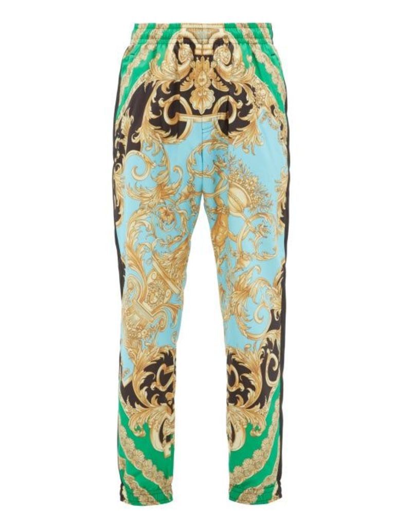 Versace - Baroque-print Shell Track Pants - Mens - Green Multi