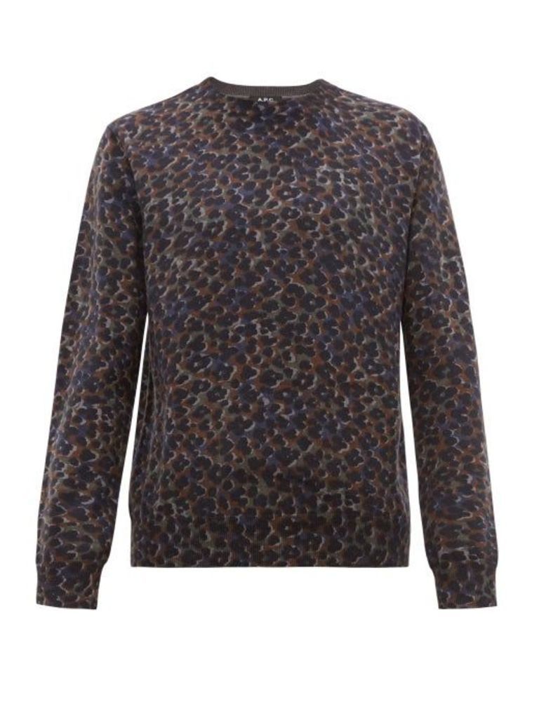 A.p.c. - Fauve Leopard-print Cotton-blend Sweater - Mens - Grey