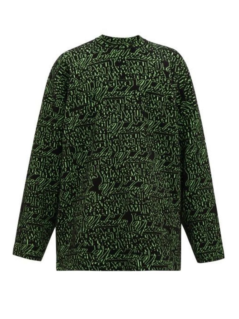 Balenciaga - Love-jacquard Wool-blend Sweater - Mens - Black Green