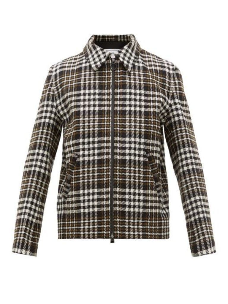 Ami - Prince Of Wales Check Wool-blend Jacket - Mens - Black Multi