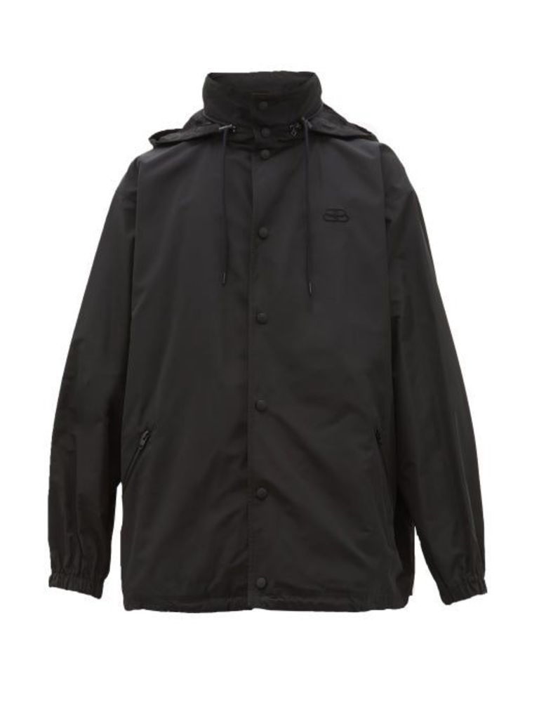 Balenciaga - Logo-print Hooded Windbreaker Jacket - Mens - Black