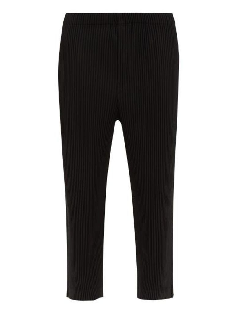 Homme Plissé Issey Miyake - Pleated Cropped Trousers - Mens - Black
