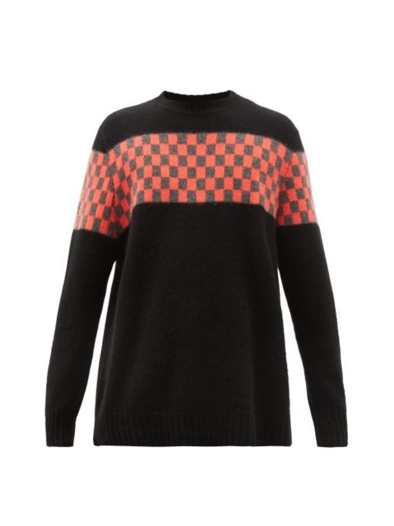 The Elder Statesman - Checkerboard-panel Cashmere Sweater - Mens - Black Red