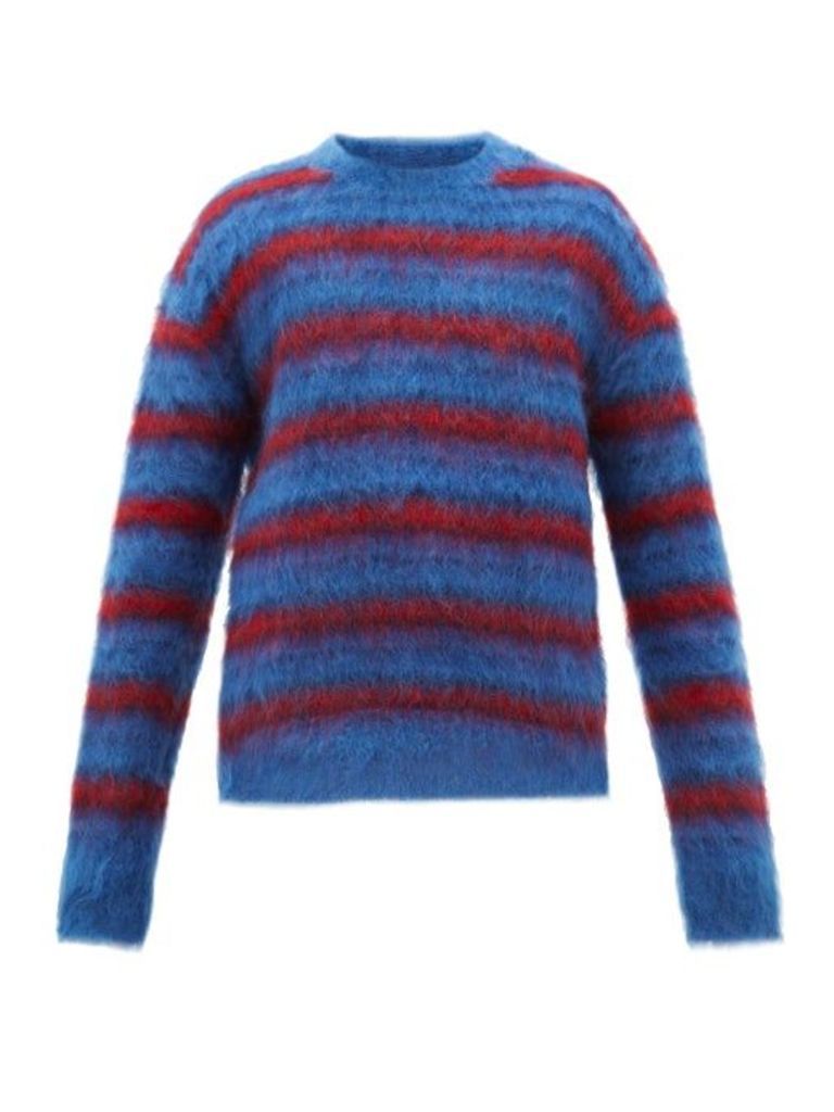 Marni - Oversized Striped Mohair Blend Sweater - Mens - Blue Multi