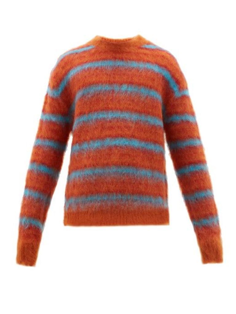 Marni - Striped Mohair Blend Sweater - Mens - Orange Multi