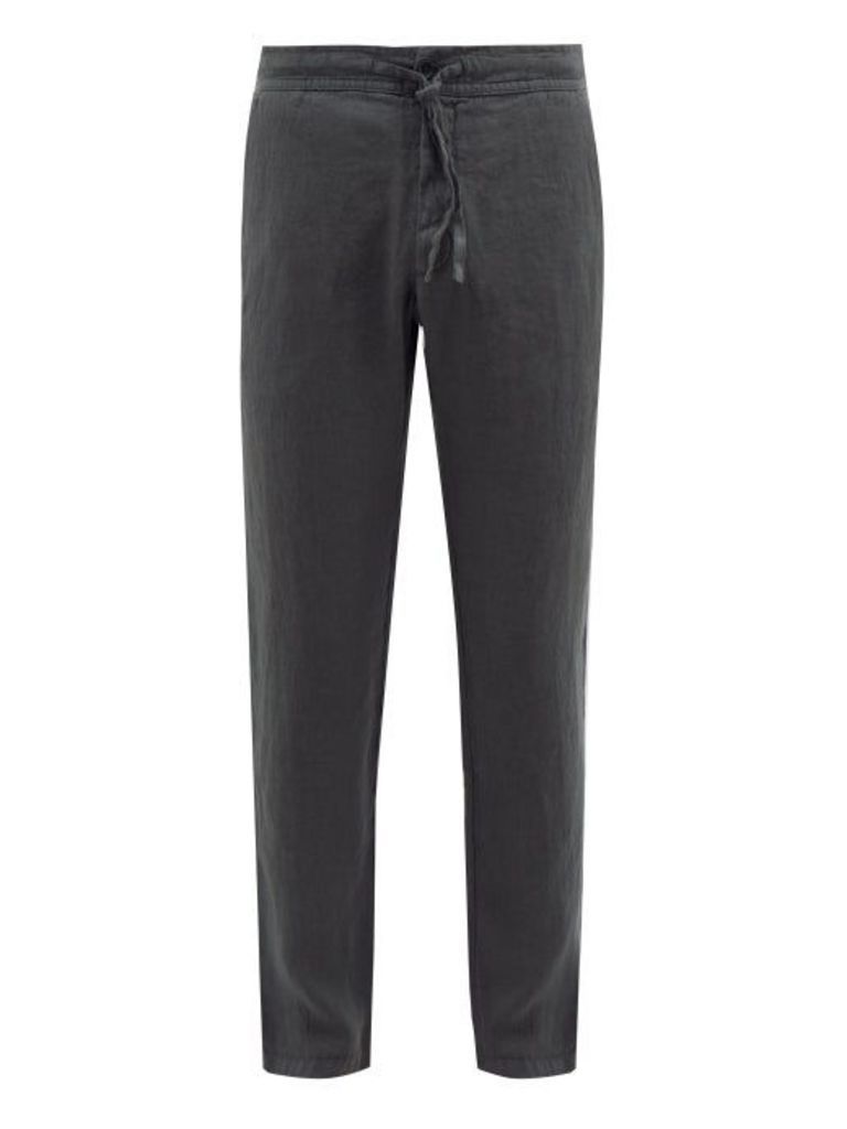 120% Lino - Drawstring-waist Slubbed-linen Twill Trousers - Mens - Charcoal