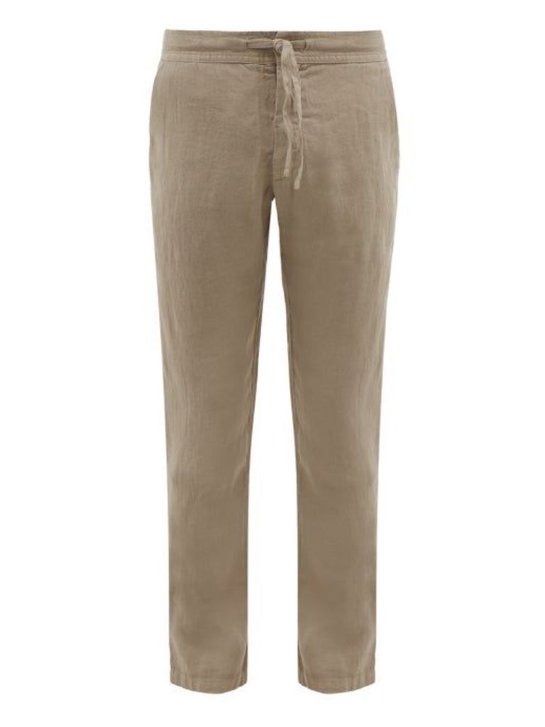 120% Lino - Drawstring-waist Linen Trousers - Mens - Grey