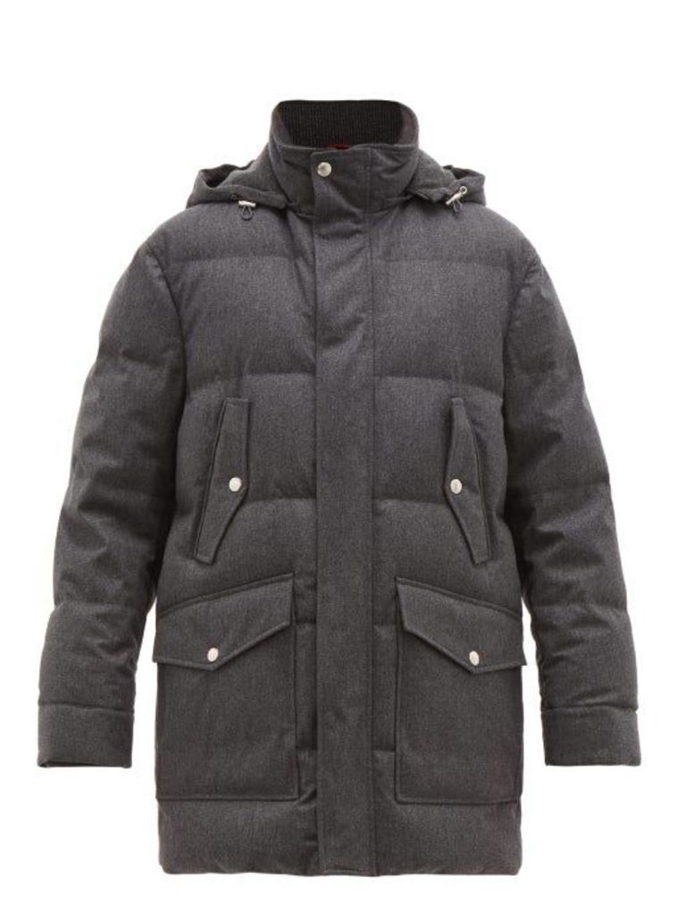 Brunello Cucinelli - Hooded Down-quilted Wool-blend Parka - Mens - Grey