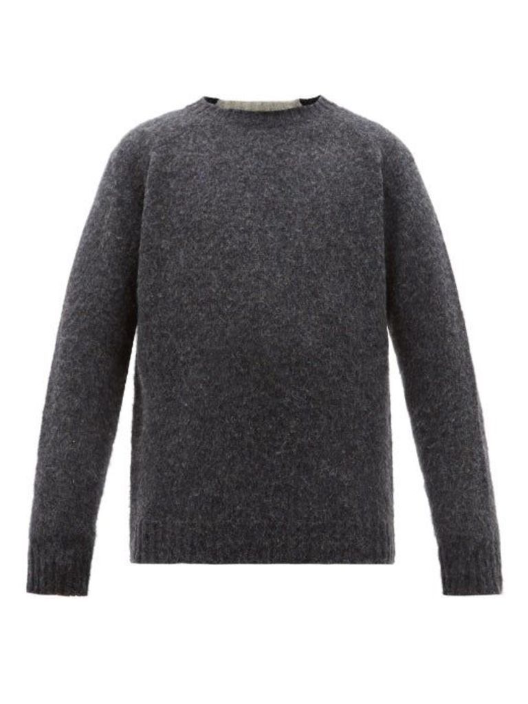 Loewe - Logo-embroidered Panelled Wool Sweater - Mens - Grey