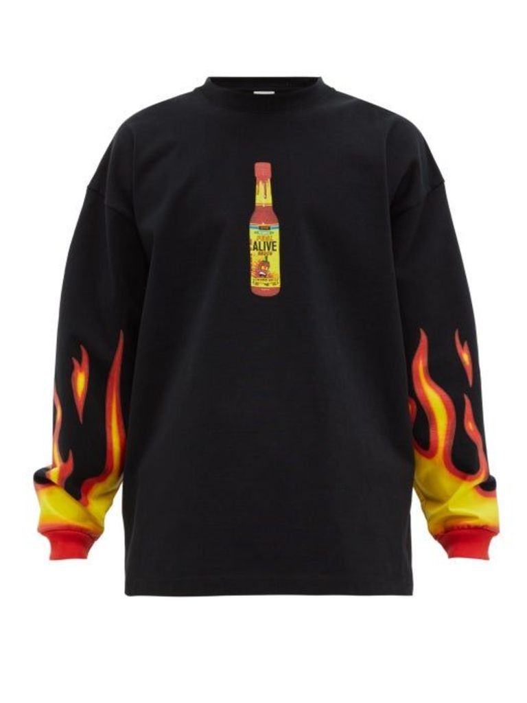 Vetements - Hot Sauce-print Jersey Sweater - Mens - Black