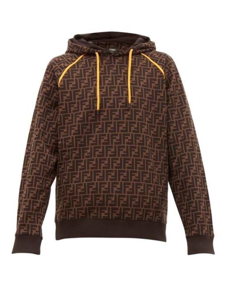 Fendi - Ff-print Cotton Hooded Sweatshirt - Mens - Brown