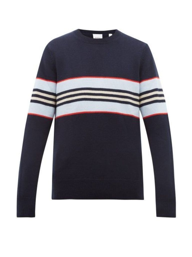 Burberry - Striped Cashmere Sweater - Mens - Navy