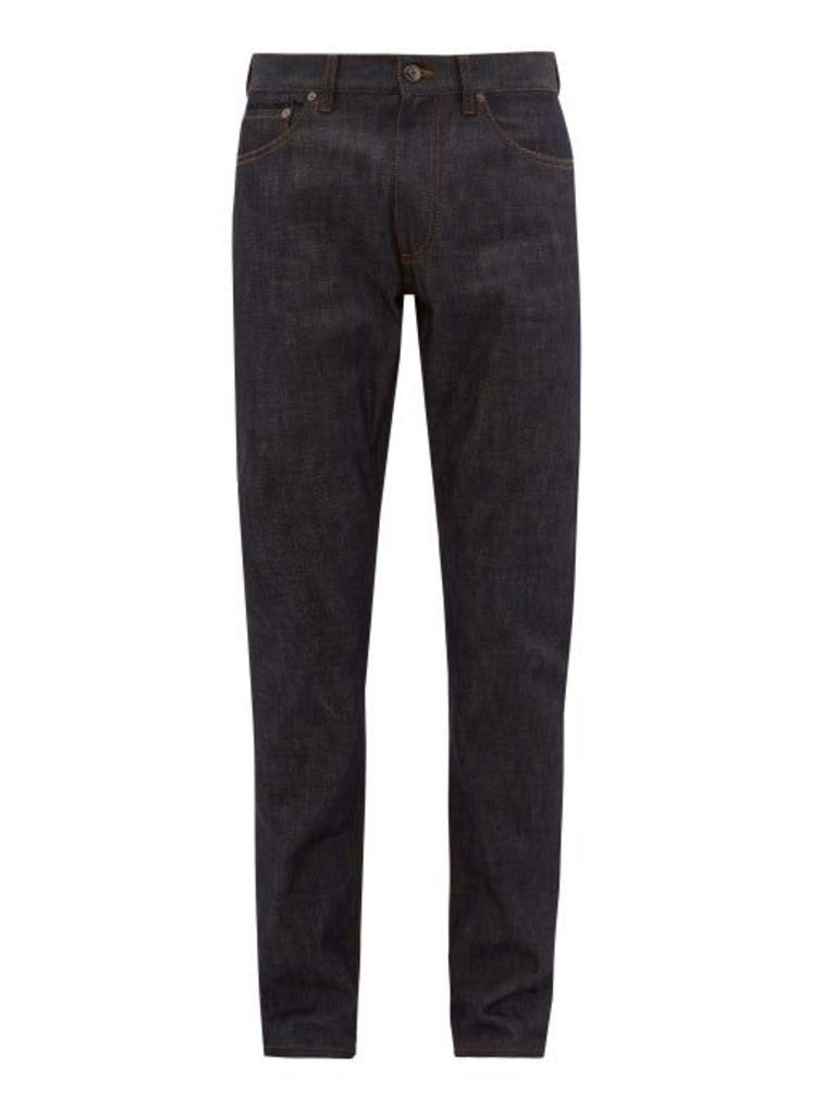 Burberry - Straight-leg Leather-patch Jeans - Mens - Dark Blue