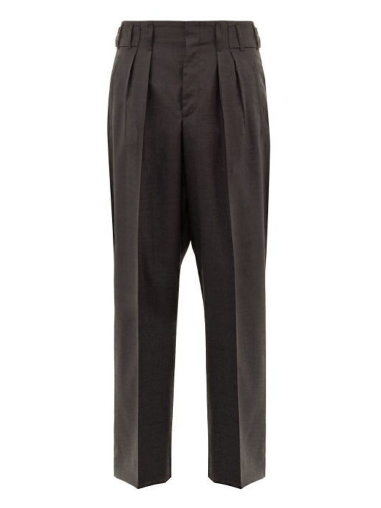 Maison Kitsuné - Double-pleated Wool Trousers - Mens - Grey