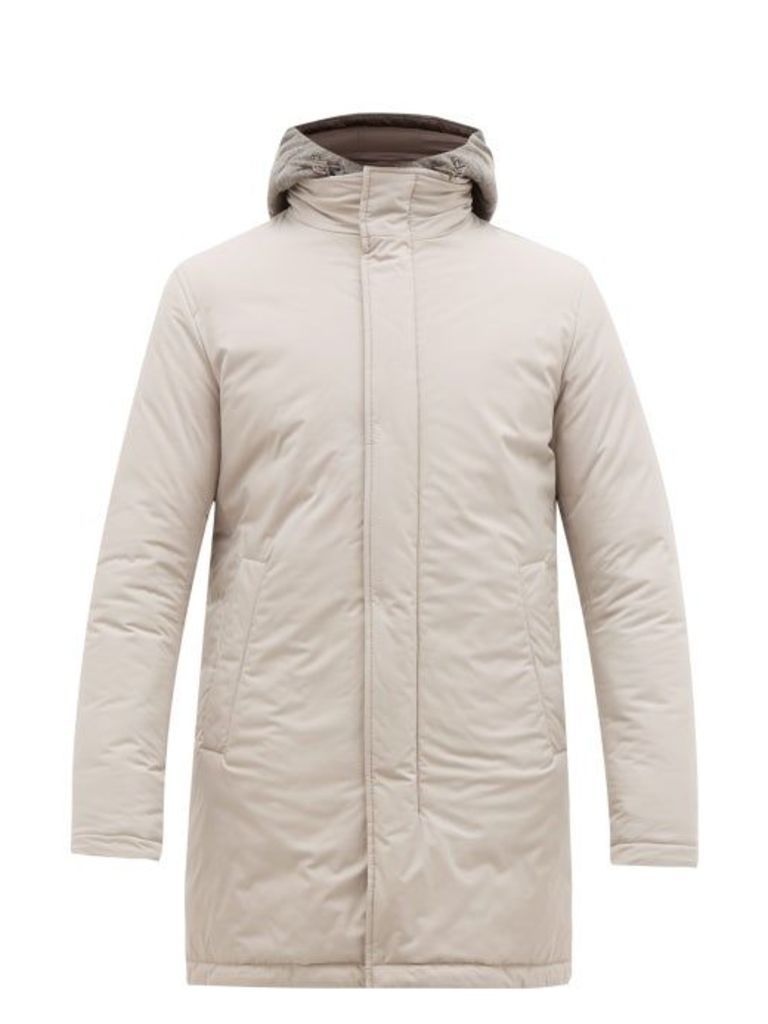 Herno - Gilet-insert Quilted Hooded Parka - Mens - Light Grey