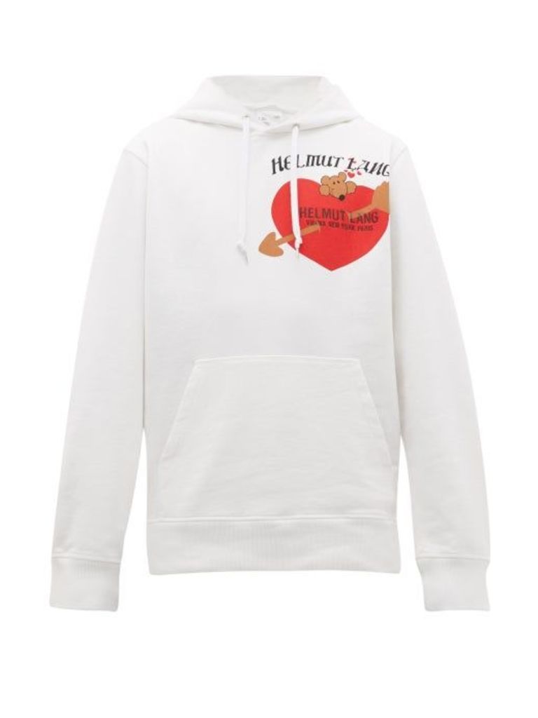 Helmut Lang - Valentine-print Cotton Hooded Sweatshirt - Mens - White