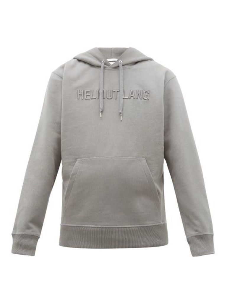 Helmut Lang - Logo-embroidered Cotton Hooded Sweatshirt - Mens - Grey