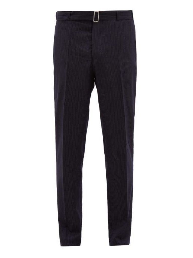 Officine Générale - Paul Pinstriped Wool-twill Trousers - Mens - Navy