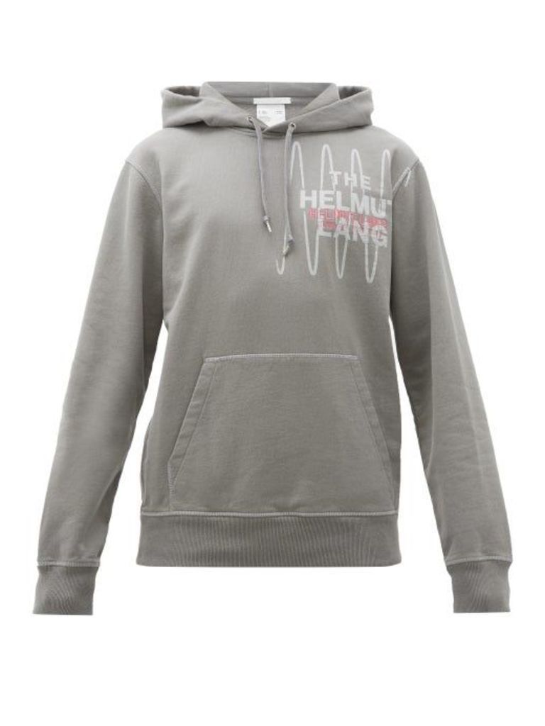 Helmut Lang - Logo-embroidered Cotton Hooded Sweatshirt - Mens - Grey