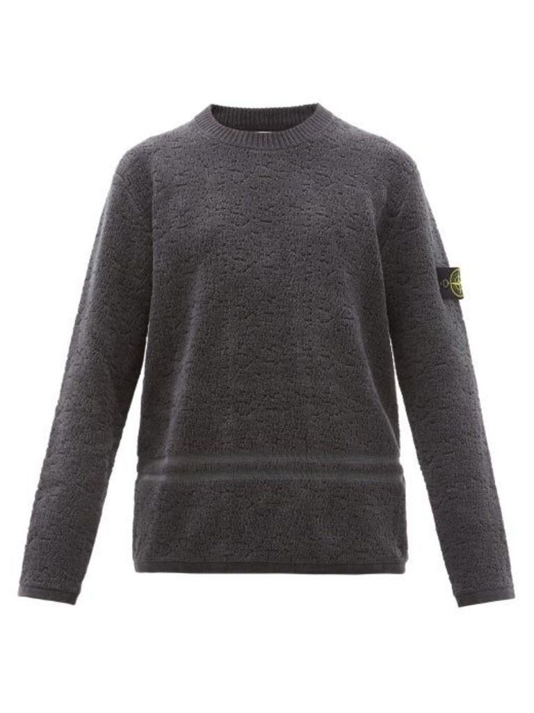Stone Island - Logo-patch Cotton-chenille Sweater - Mens - Dark Grey