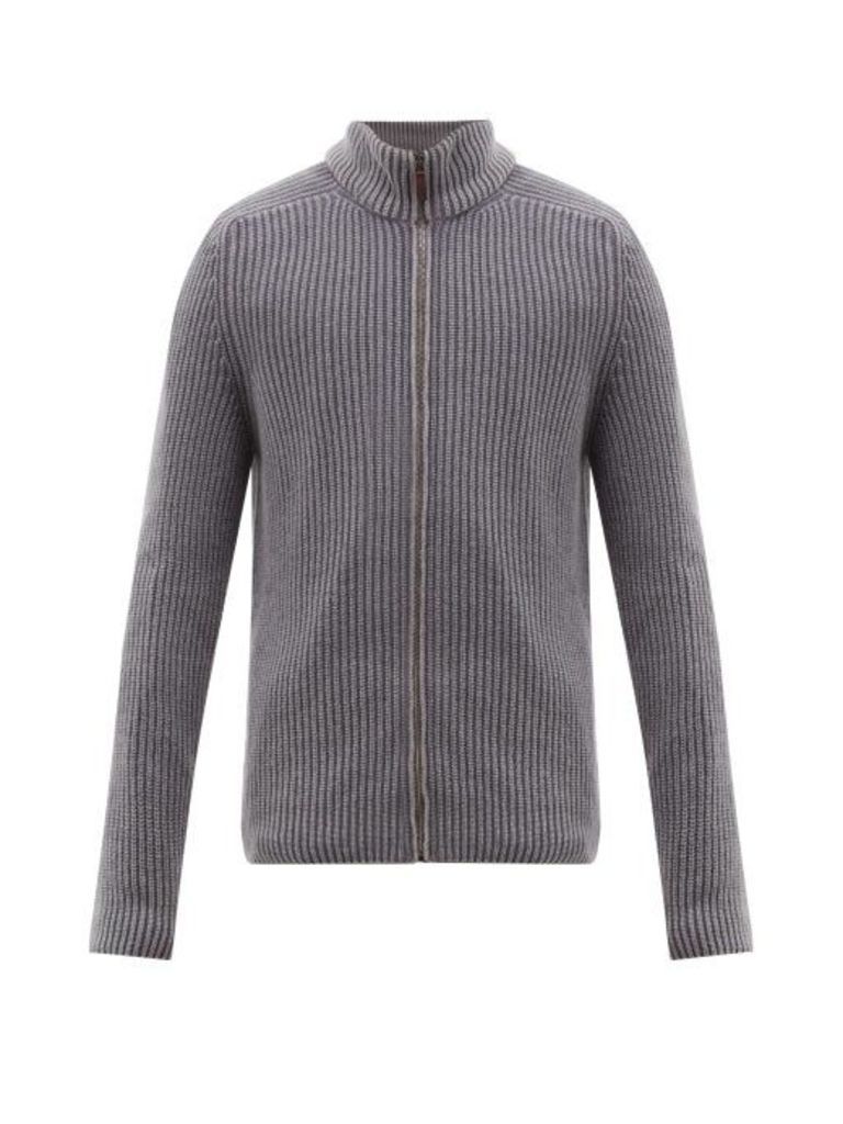 Iris Von Arnim - Penley Zip-through Ribbed Cashmere Sweater - Mens - Grey