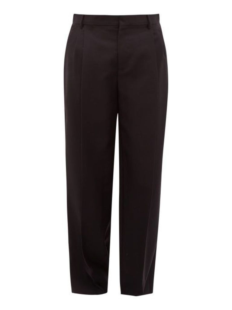 Loewe - Wide-leg Pleated Wool-twill Trousers - Mens - Black