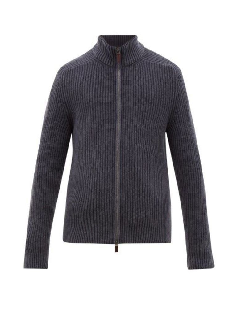 Iris Von Arnim - Penley Stonewashed Cashmere Zip-through Sweater - Mens - Blue