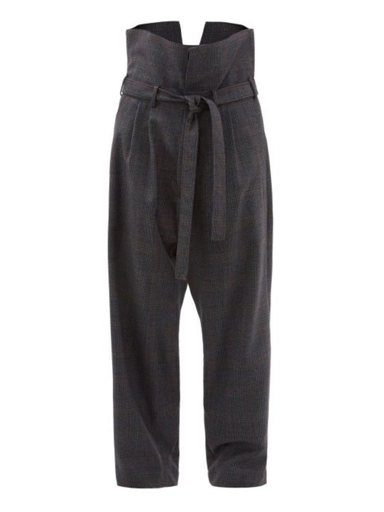 Loewe - Exaggerated High-rise Wool Trousers - Mens - Grey