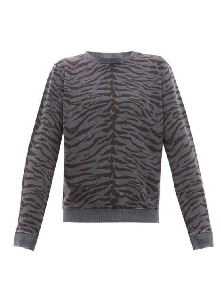 Saint Laurent - Zebra-print Cotton Sweatshirt - Mens - Black
