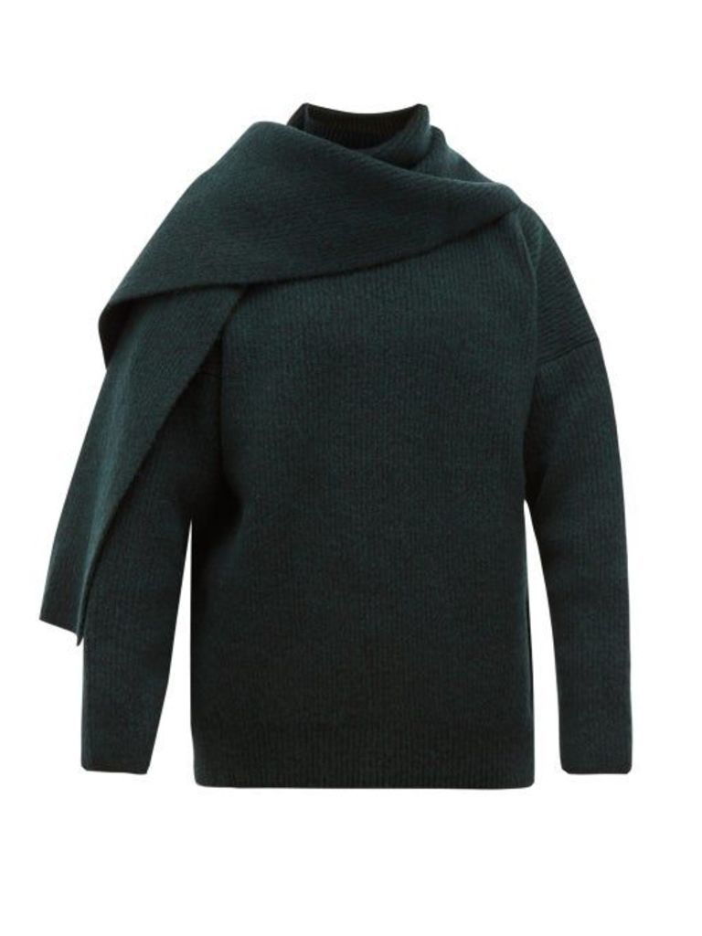 Jacquemus - Scarf-panelled Wool-blend Sweater - Mens - Dark Green