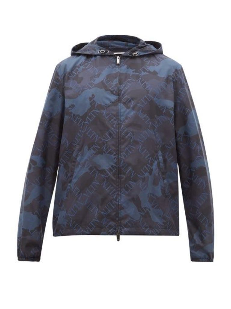 Valentino - Vltn Camouflage-print Windbreaker Jacket - Mens - Blue