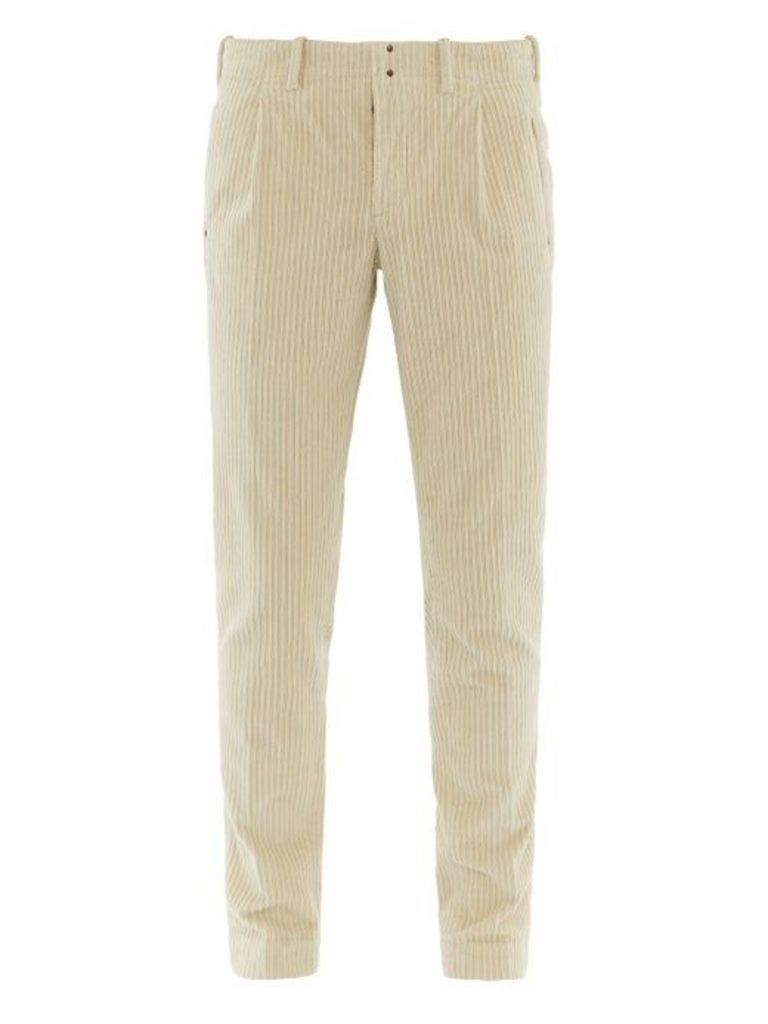 Incotex - Tapered-leg Cotton-blend Corduroy Trousers - Mens - Beige